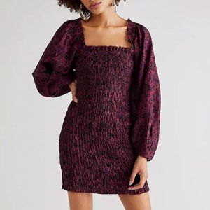 NWT FREE PEOPLE SMOCK IT TO ME MINI DRESS IN HAZELNUT